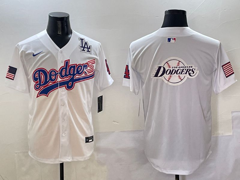 Men Los Angeles Dodgers Blank White national flag second generation joint name Nike 2025 MLB Jersey style 29